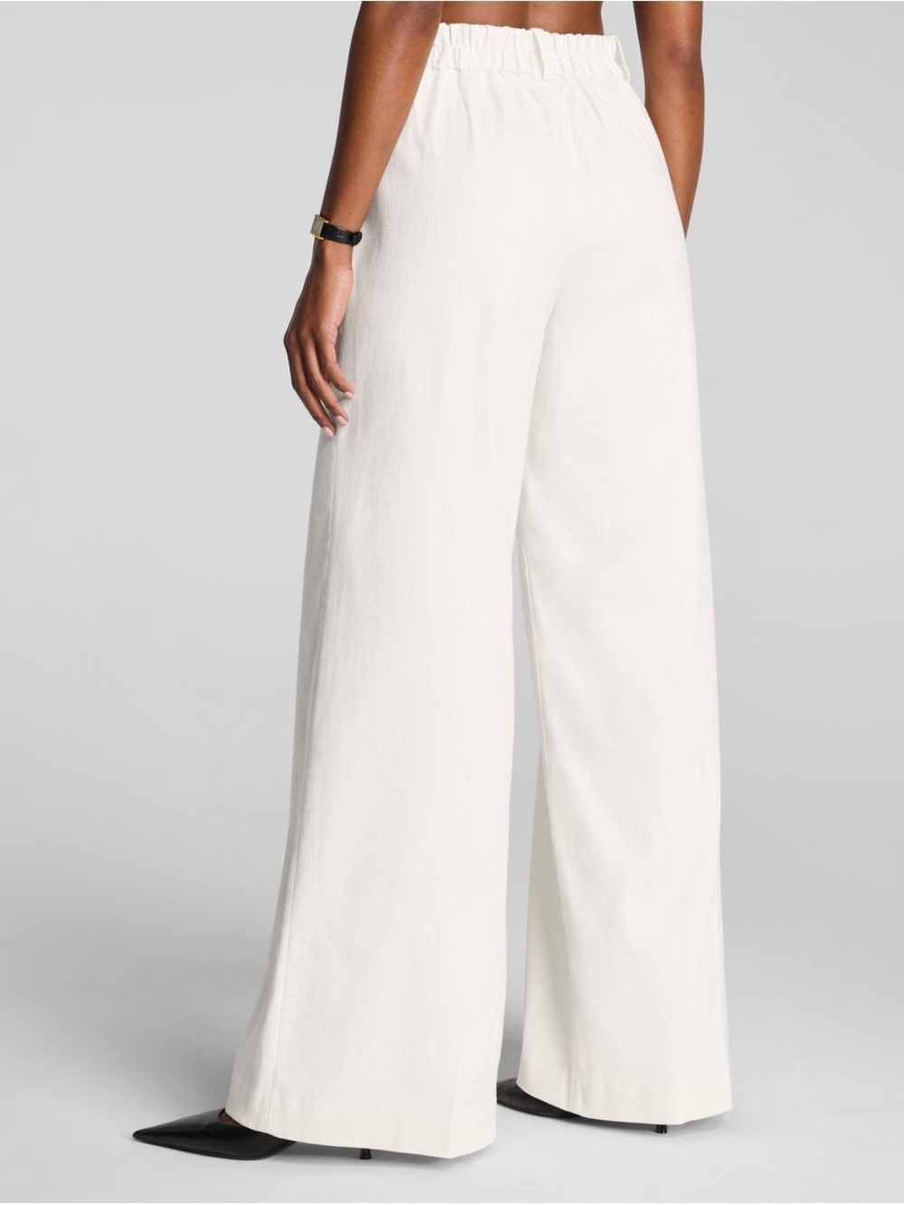 SPANX Wide-Leg High-Waist Cream Trousers - Picture 2 of 4
